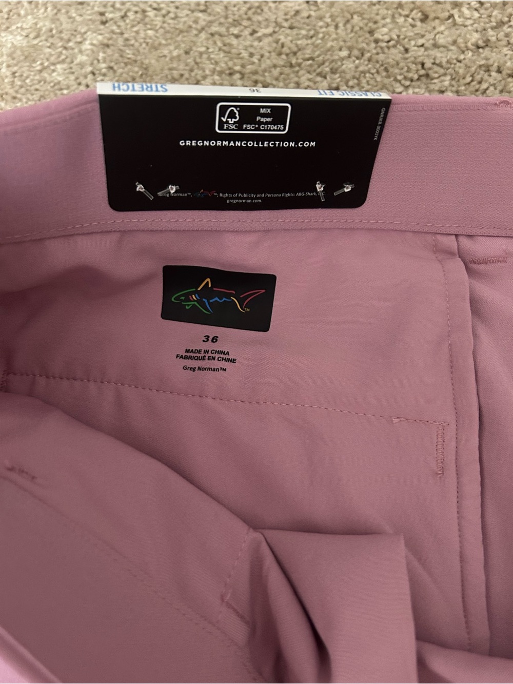 Greg Norman Collection Men's Flat Front Performance Shorts in Mauve - Picture 4 of 5